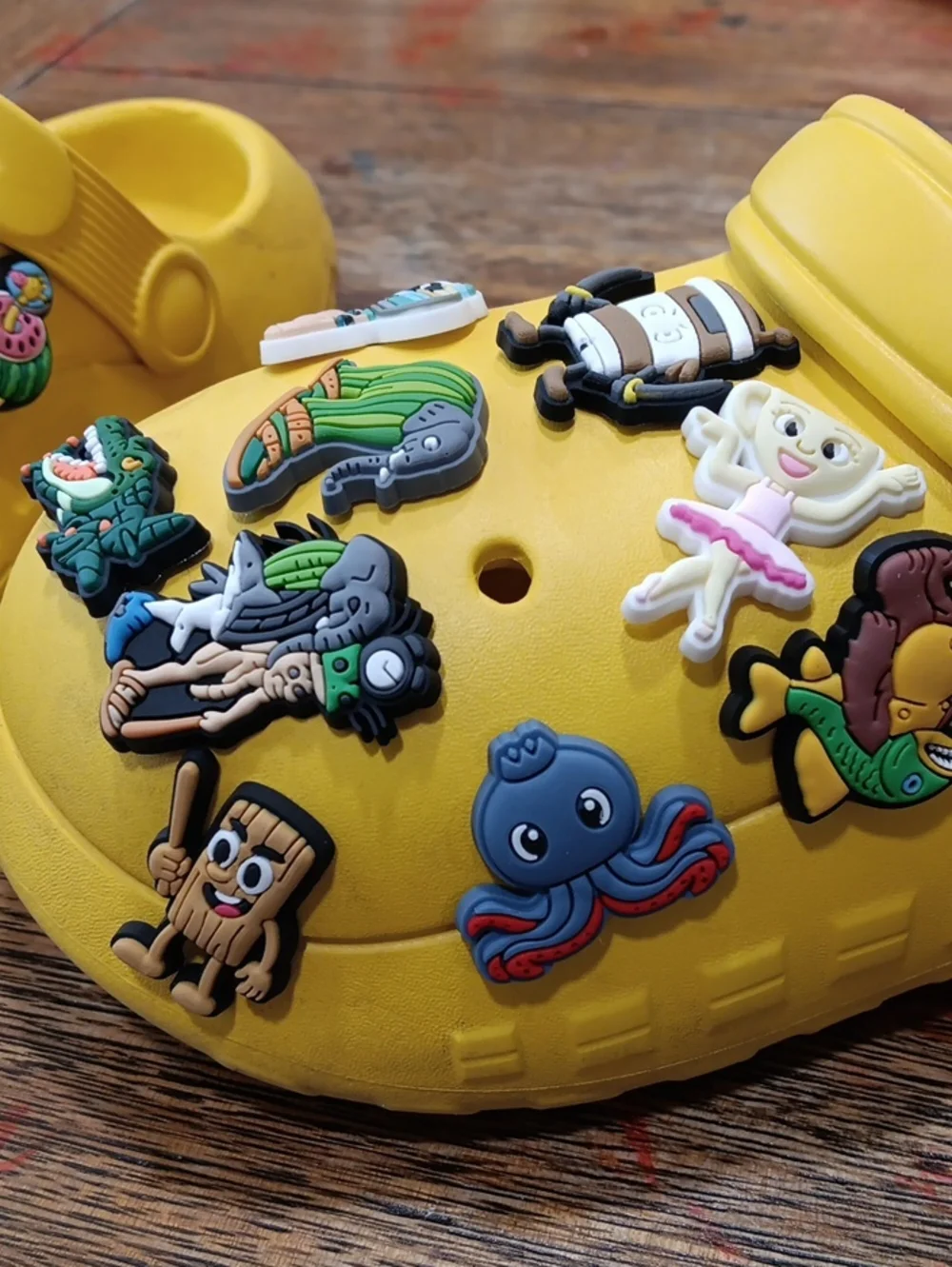 Yellow Kids Clog Shoes with Fun Charms